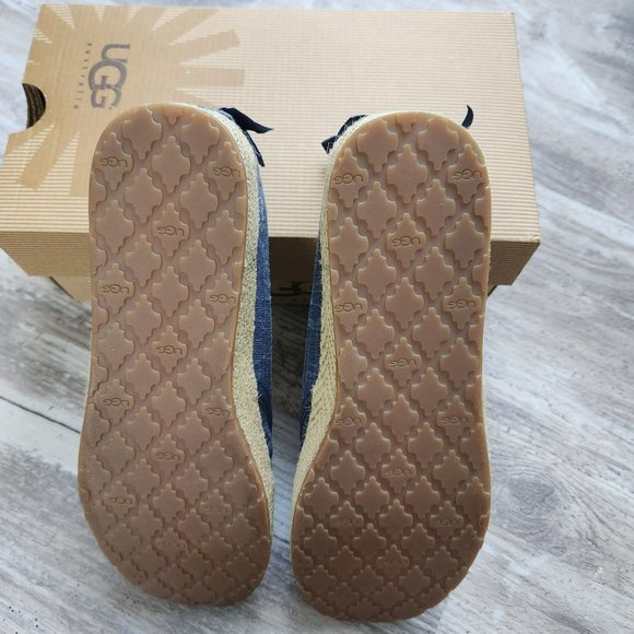 Ugg Indah Ballet Flat Denim Blue Western Girl Country Core Lace Ribbon 6.5 NEW - Picture 11 of 16